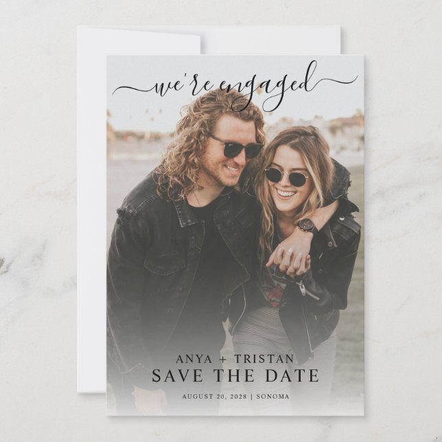 Convite Romantic Photo Wedding Save The Date  (Frente)