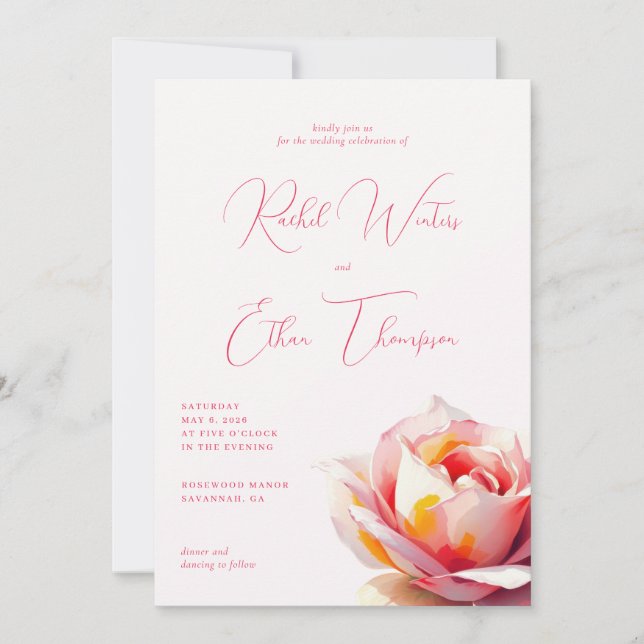 Convite Romantic Pink Floral (Frente)