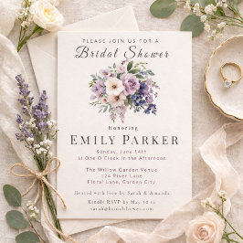 Convite Romantic Purple Floral Bridal Shower