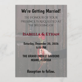 Convite Romantic Red Roses Elegant Wedding Invitation