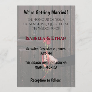 Convite Romantic Red Roses Elegant Wedding Invitation