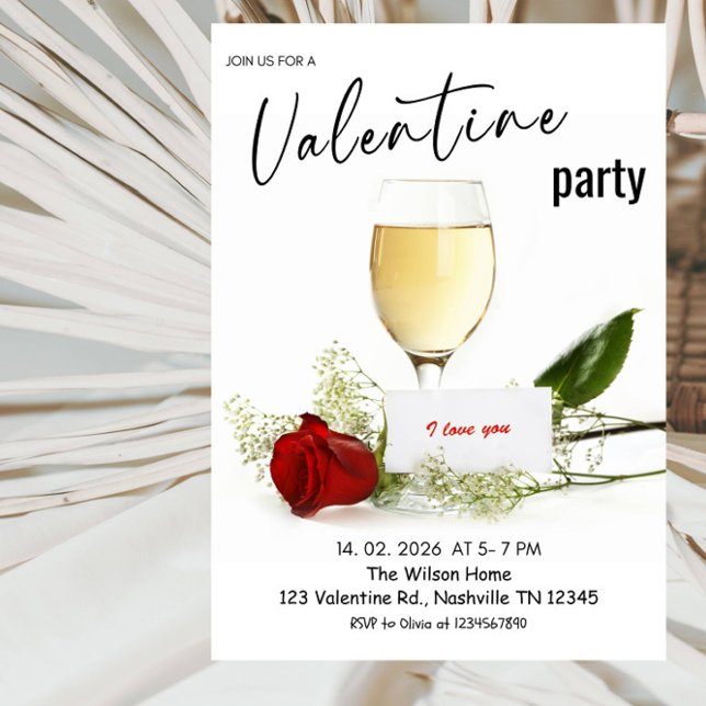 Convite Romantic Valentine’s Day Party (Criador carregado)