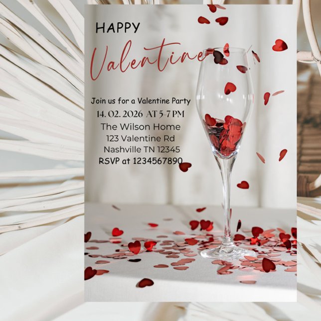 Convite Romantic Valentine’s Day Party (Criador carregado)