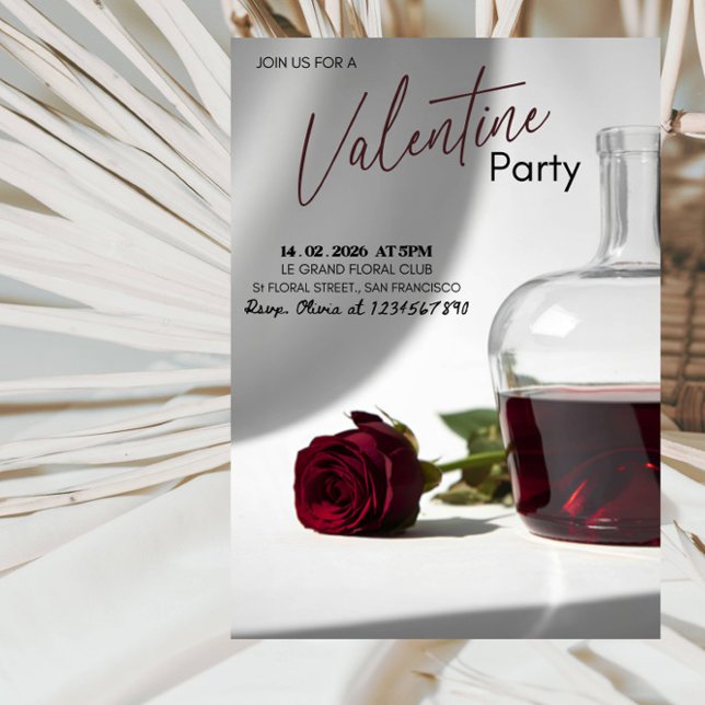 Convite Romantic Valentine’s Day Party - Modern Love Theme (Criador carregado)