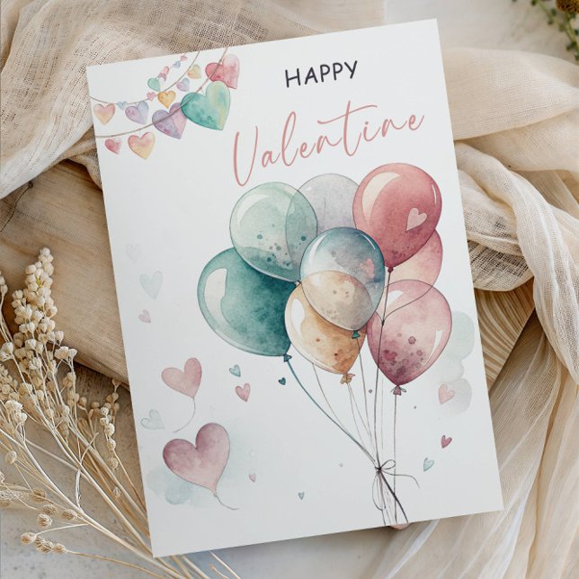 Convite Romantic Valentine’s Day with Balloons & Hearts (Criador carregado)