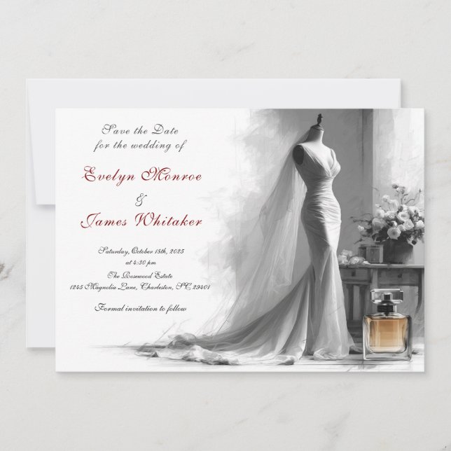 Convite Romantic Vintage Bridal Wedding Save the date (Frente)