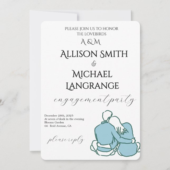 Convite Romantic Watercolor Blush Engagement Party (Frente)