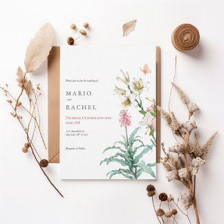 Convite Romantic Watercolor Floral Garden Invite