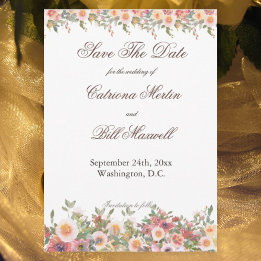 Convite Romantic Watercolor Floral Save the Date Card