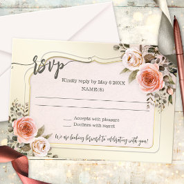 Convite Romantic Watercolor Floral Wedding RSVP Card