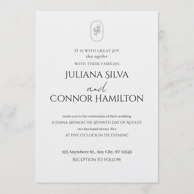 Convite Romantic Wedding Invitation | Chic & Modern  (Frente)