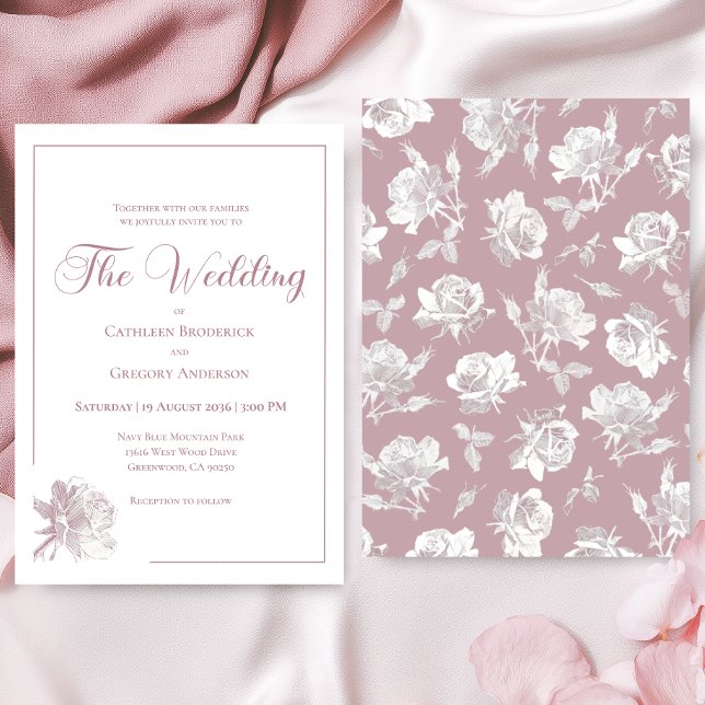 Convite Romantic White Blush Pink Floral Wedding (Criador carregado)
