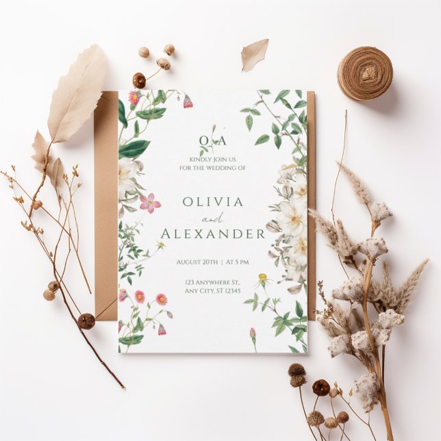 Convite Romantic Wildflower Botanical Wedding Invitation (Criador carregado)