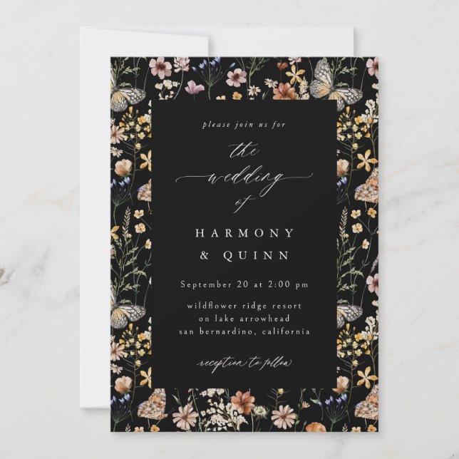 Convite Romantic Wildflower Frame Wedding Invitation (Frente)