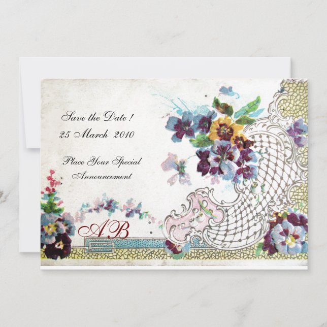 Convite ROMÂNTICA Amores-perfeitos de casamento Floral Azu (Frente)