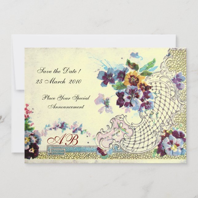 Convite ROMÂNTICA Amores-perfeitos de casamento Floral Azu (Frente)