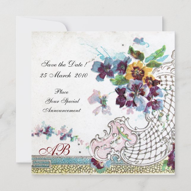 Convite ROMÂNTICA Amores-perfeitos de casamento Floral Azu (Frente)