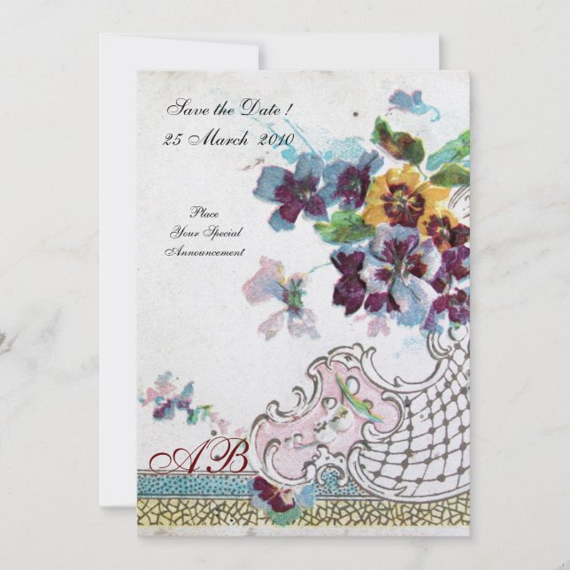 Convite ROMÂNTICA Amores-perfeitos de casamento Floral Azu (Frente)