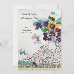 Convite ROMÂNTICA Amores-perfeitos de casamento Floral Azu