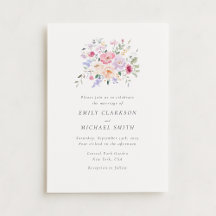 Romântica Aquarela Pastel Floral Casamento Invitat