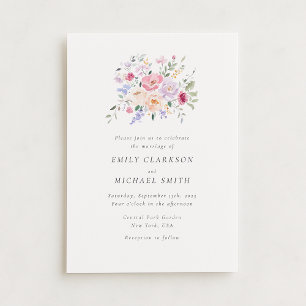 Convite Romântica Aquarela Pastel Floral Casamento Invitat