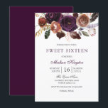 Convite Romântica Burgundy Roxo Plum Floral Sweet 16<br><div class="desc">Romântica Burgundy Roxo Plum Floral Sweet 16 Convite Ver coleção correspondente em armazém</div>
