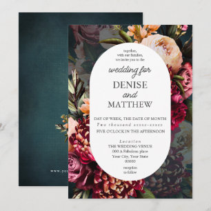 Convite Romântica Chrysanthemum em Casamento Teal