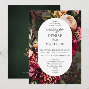 Convite Romântica Chrysanthemum em Emerald Wedding