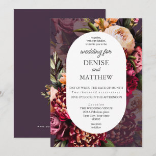 Convite Romântica Chrysanthemum no Plum Wedding à Meia-Noi