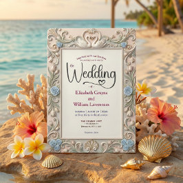 Convite Romântica Coquete Conto de Fadas Barroco Pássaros 