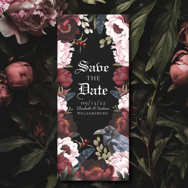 Convite Romântica Cores Góticos em Água Raven Salvar Data (Criador carregado)