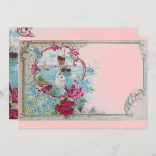 Convite ROMANTICA Elegant Floral Blue Festa de casamento R