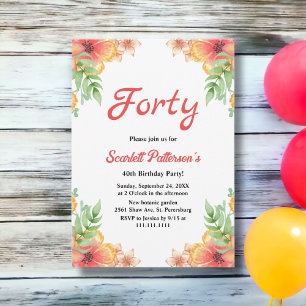 Convite Romântica Flores Selvagens Russas aniversário de 4