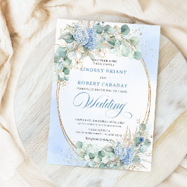 Convite Romântica Hidrangea Azul Trigo Botânica Casamento