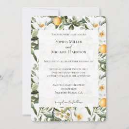 Convite Romântica Laranjas Florais Sicília Casamento Itali