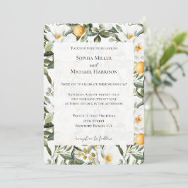 Convite Romântica Laranjas Florais Sicília Casamento Itali