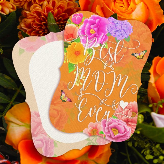 Convite Romântica Peonies Garden Orange Melhor Mãe (Romantic Peonies Garden Best Mom Ever Orange Mother's Day Card.)