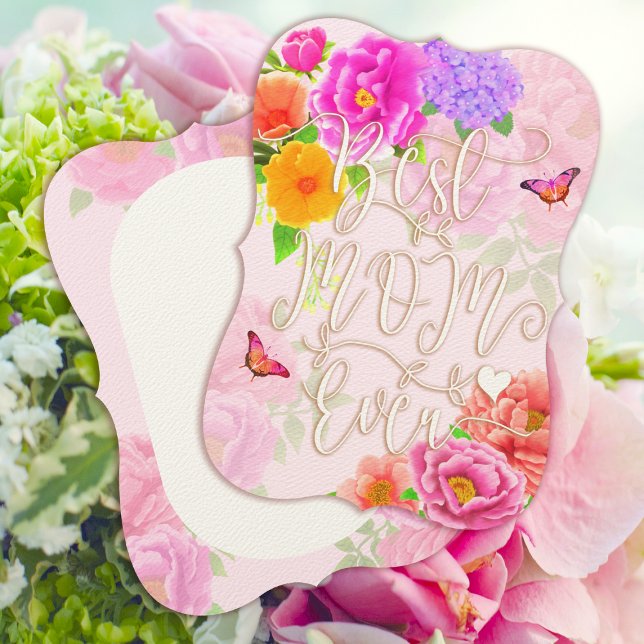 Convite Romântica Peonies Garden Pink Melhor Mãe (Romantic Peonies Garden Best Mom Ever Pink Mother's Day Card.)