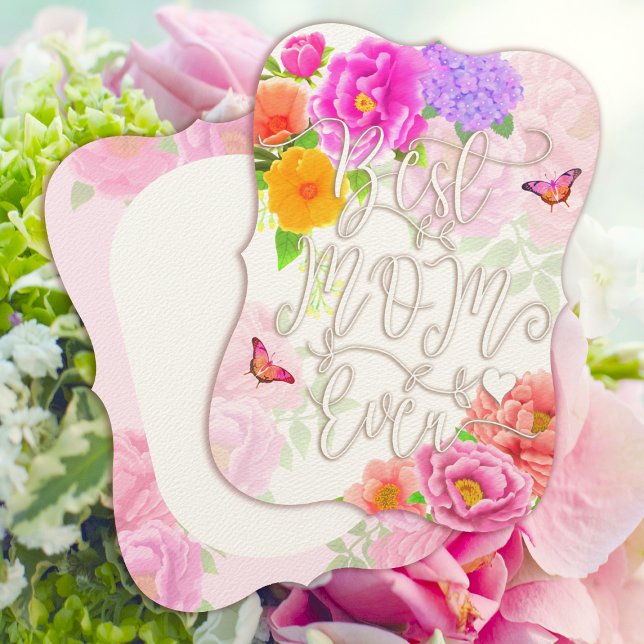 Convite Romântica Peonies Garden White Melhor Mãe (Romantic Peonies Garden Best Mom Ever White Mother's Day Card.)