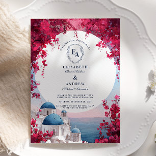 Convite Romântica Santorini Sunset Bougainvillea