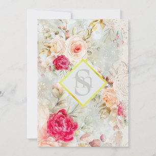 Convite *~ Romântica Vintage AR26 QR RSVP Casamento Floral