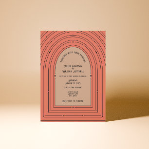 Convite Romântica Vintage Inspirou Arch Muted Coral Casame