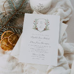 Convite Romântica Winter Greenery Monograma Crest Casament<br><div class="desc">Apresentamos nosso convite para casamentos no inverno elegante, embelezado com uma surpreendente crista verde-suave e vermelho monograma floral e caligrafia clássica! Se você está procurando por um convite de casamento que exuda sofisticação, luxo e estilo, este é o convite perfeito para você. A crista monográfica adiciona um toque de elegância...</div>