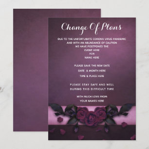 Convite Românticas Rosas e Pétalas Góticas Mudança de Plan