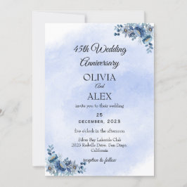 Convite Romântico Azul Floral Casamento Aniversário
