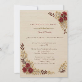 Convite Romântico Bege Floral Convite de Casamento