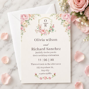 Convite Romântico Beijo Floral Rosas Rosa Elegantes