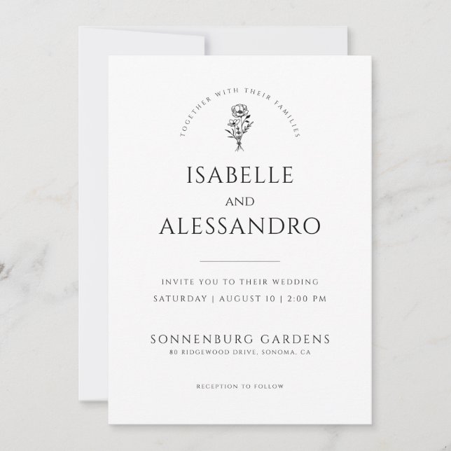 Convite Romântico Boho Foto de Casamento Moderno Minimalis (Frente)