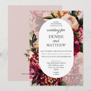 Convite Romântico Chrysanthemum no Casamento Mauve Chalk
