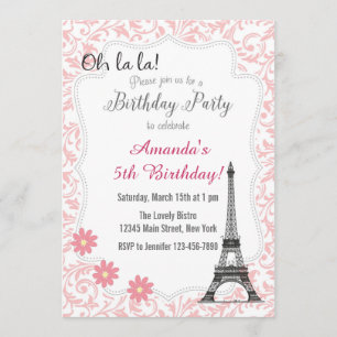 Convite romântico cor-de-rosa do aniversário de